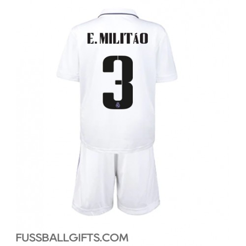 Real Madrid Eder Militao #3 Fußballbekleidung Heimtrikot Kinder 2022-23 Kurzarm (+ kurze hosen)